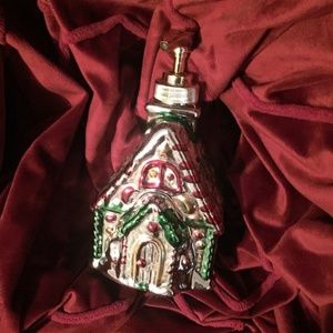 VTG Christmas House Lotion Soap Dispenser Allure 1997 Blown Glass Ceramic Shiny